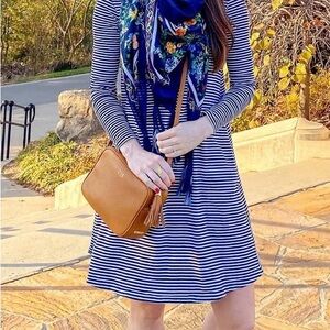 J. Crew Striped Blue and White Swing Dress